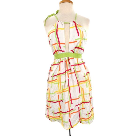 Leona by Lauren Leonard Dress Sleeveless Bright Lightweight Cutout Summer - Picture 1 of 8